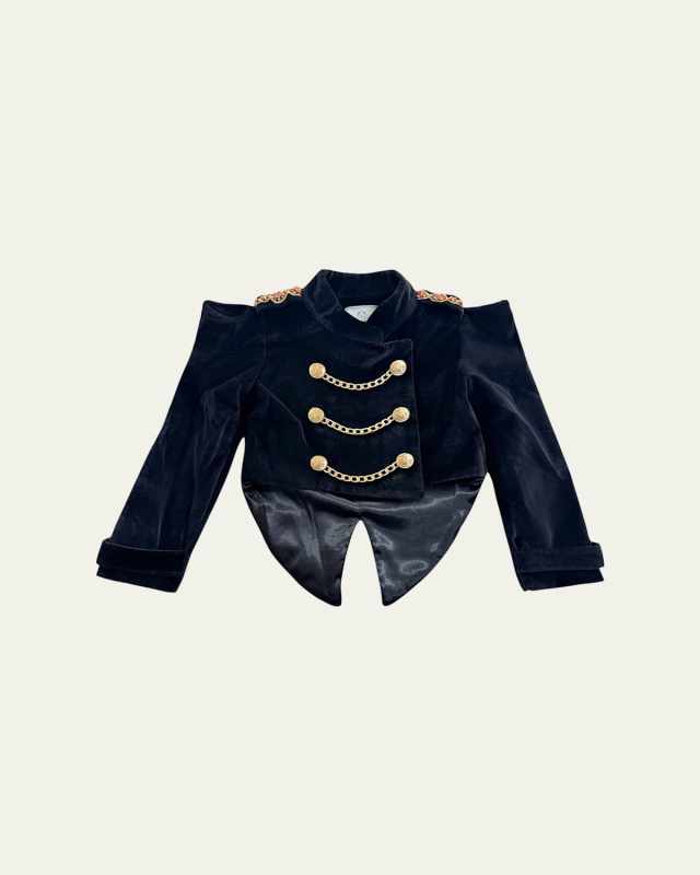 Girl's Charlie Velour Button & Chain Jacket, Size 12M-12